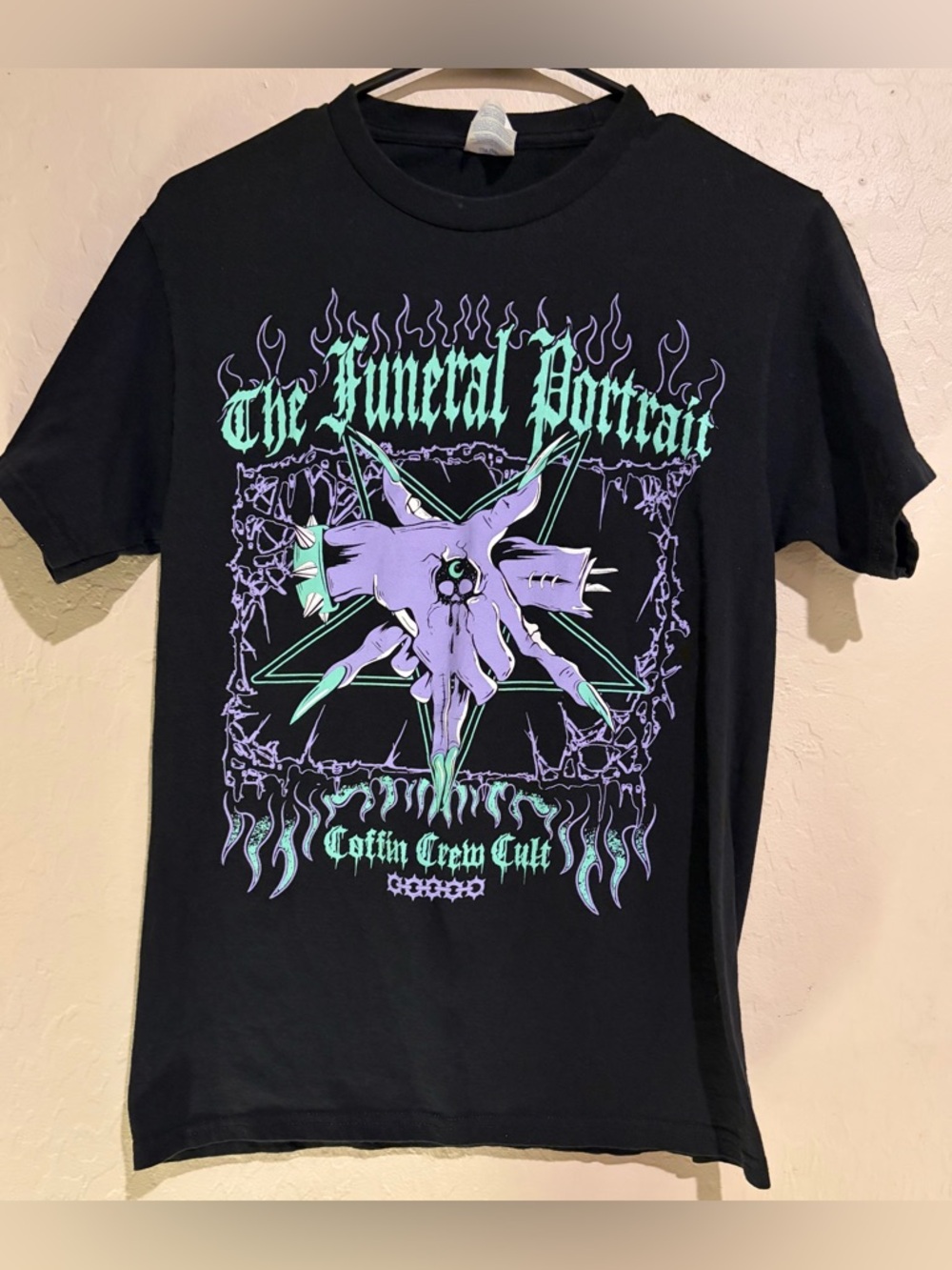 The Funeral Portrait Coffin Crew Cult Band Tee Black Graphic Emo Goth Size Small